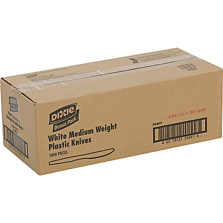 DIXIE Heavy Medium Weight White Plastic Knives #KM217 Box of 1000 #S5795 