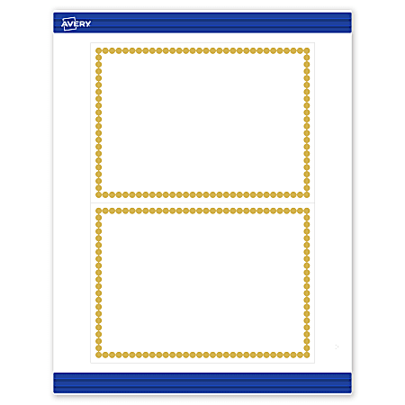 Avery® Printable Invitation Cards With Sure Feed®, S00-DJJ-PRMWC10, 5" x 7", Matte White, Preprinted Gold Beads Design, Pack Of 20