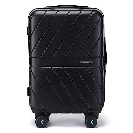 BAGSMART Polycarbonate Rolling Daren Carry-On Suitcase, 21-3/4”H x 14”W x 8-3/4”D, Black