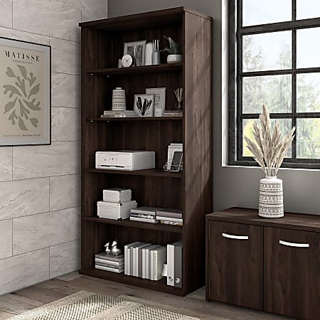 Bush Business Furniture Hybrid 73 H 5 Shelf Bookcase Black Walnut ...