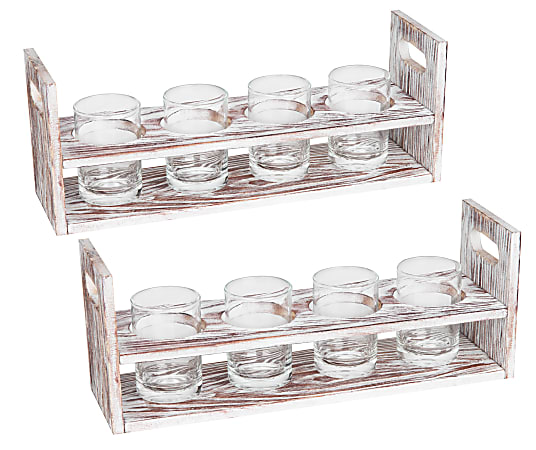 Mind Reader Rustic Flight Beer Serving Trays, 5-1/2”H x 14-1/2”W x 5-3/16”D, Brown, Set Of 2 Trays