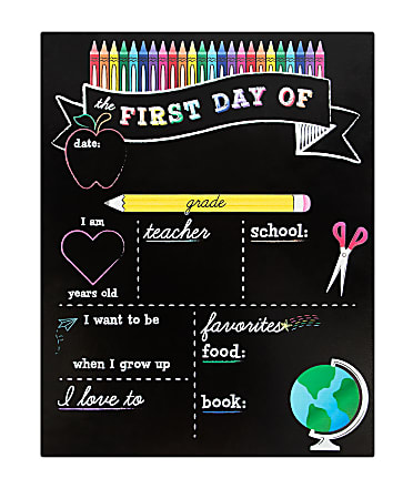 Office Depot® First/Last Day Chalkboard Sign, 14" x 11", Black
