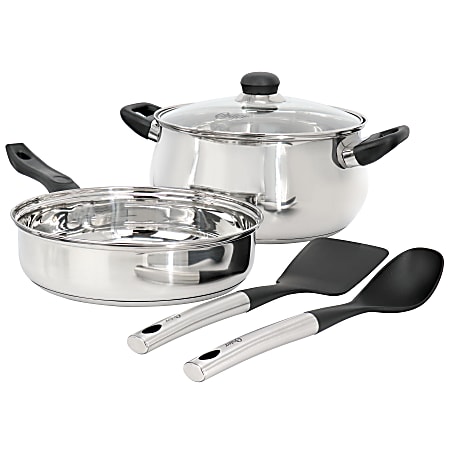Oster Rametto 5-Piece Belly Shaped Stainless Steel Cookware Set, Silver