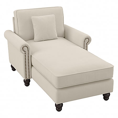 Bush® Furniture Coventry Chaise Lounge With Arms, Cream Herringbone, Standard Delivery