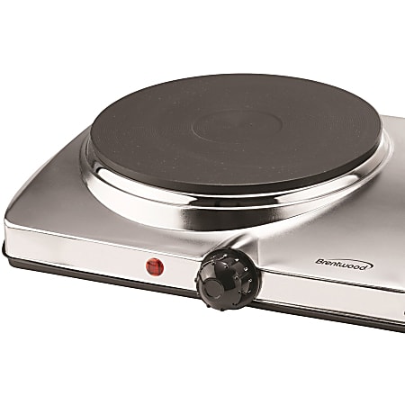 Elexnux Portable 2-Burner 7.4 in. Silver Electric Hot Plate