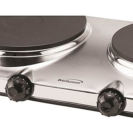 Elexnux Portable 2-Burner 7.4 in. Silver Electric Hot Plate