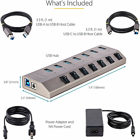 StarTech.com Hub USB-C avec Auto-Alimenté à 7 Ports - Hub USB Type
