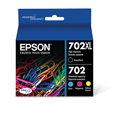 Epson® 702XL/702 DuraBrite® Ultra High-Yield Black And Tri-Color