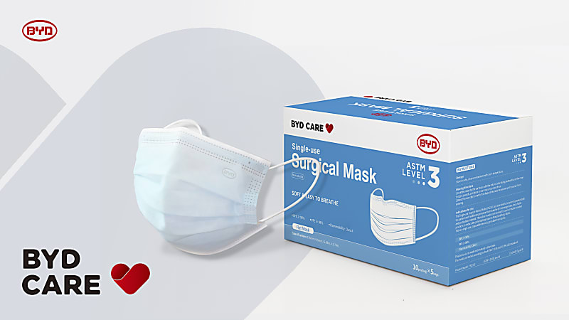 BYD Care Level 3 Surgical Masks Adult One Size Blue Box Of 50 - Office ...