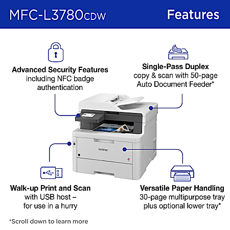 Brother MFC L3780CDW Wireless Digital Laser Color All In One Printer With  Refresh EZ Print Eligibility - Office Depot