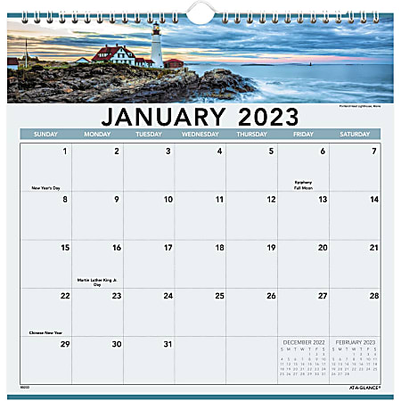 AT-A-GLANCE Landscape 2023 RY Monthly Wall Calendar, Medium, 12" x 12"