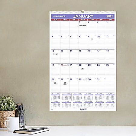 2025 AT A GLANCE® Monthly Wall Calendar 20 quot x 30 quot Traditional