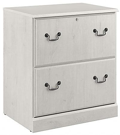 Bush Furniture Saratoga 26-6/7"W x 19-2/5"D Lateral 2-Drawer File Cabinet, Linen White Oak, Standard Delivery