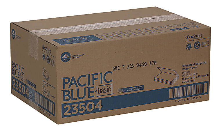 s Pacific Blue Basic Single-Fold Paper Towel 23504 16 Pack 250 Towels/ Pack 