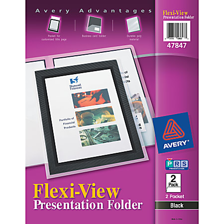 Avery® Flexi-View 2-Pocket Folders, Black, Pack Of 2