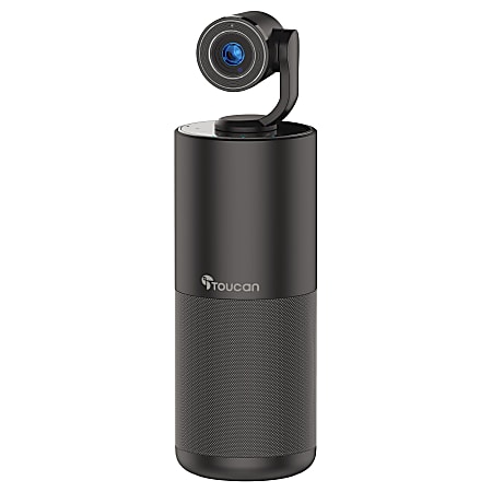 Toucan S100 5-Watt Video Conference Speaker With Webcam And Mic, 11.02"H x 3.14"W x 3.14"D, Black, TCSC100KU