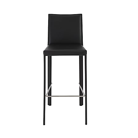 Eurostyle Hasina Regenerated Leather Bar Stools, Black, Set Of 2 Stools