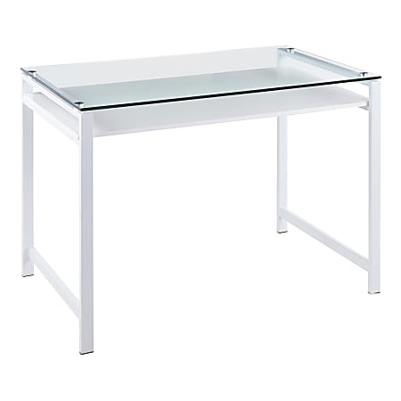 LumiSource Hover 44"W Computer Desk, Clear/White