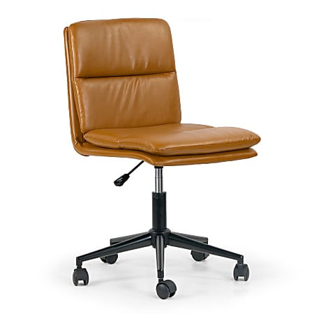 Glamour Home Avak Ergonomic Faux Leather Mid-Back Adjustable Task Chair, Brown