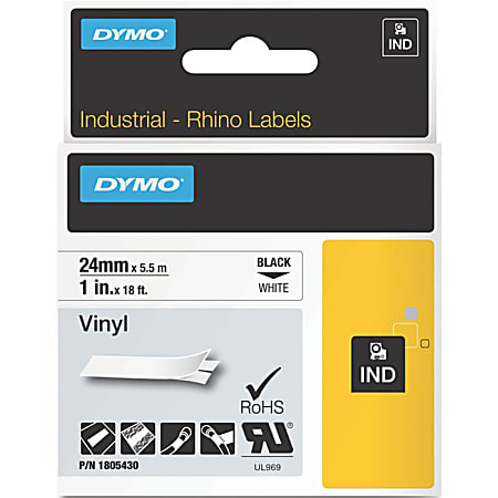 DYMO 5201 09 Embossed Vinyl Labeling Tape 0.38 x 9.8 Glossy Black - Office  Depot