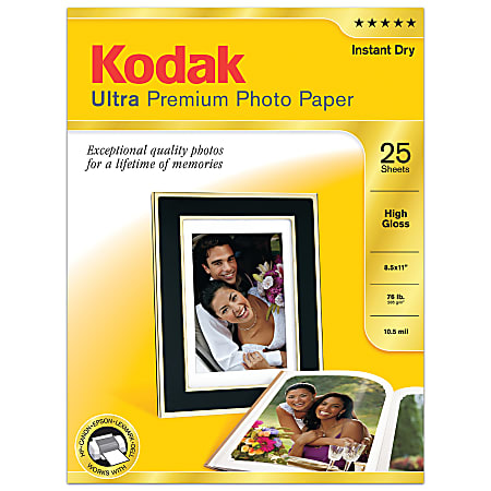 Kodak Premium Picture Paper For Inkjet Printers High Gloss 8 12 x 11 61 Lb  Pack Of 100 Sheets - Office Depot