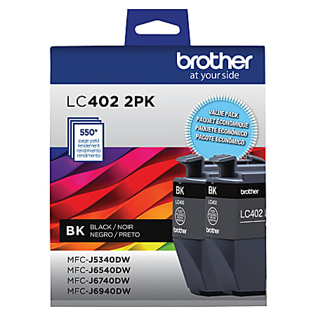 Brother® LC402 Black Ink Cartridges, Pack of 2, LC402 2PK