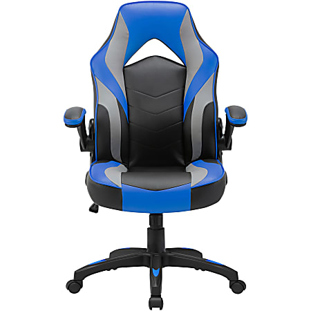 Lorell High-Back Gaming Chair - For Gaming - Vinyl, Nylon - Blue, Black, Gray Lorell High-Back Gaming Chair - For Gaming - Vinyl, Nylon - Blue, Black, Gray