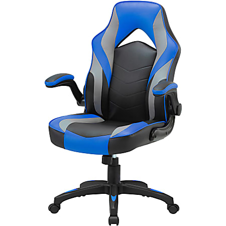 Lorell High-Back Gaming Chair - For Gaming - Vinyl, Nylon - Blue, Black, Gray Lorell High-Back Gaming Chair - For Gaming - Vinyl, Nylon - Blue, Black, Gray