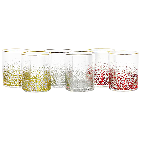 Laurie Gates California Designs Audrey Hill 6-Piece Double Old Fashion Glass Set, 13.5 Oz, Assorted Colors