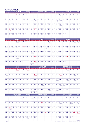 AT-A-GLANCE® Yearly Wall Calendar, 24" x 36", January To December 2020, PM1228