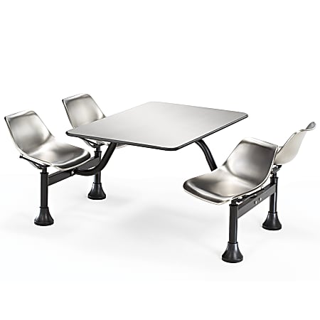 OFM 65"W Cluster Table And 4-Chair Set, Stainless Steel