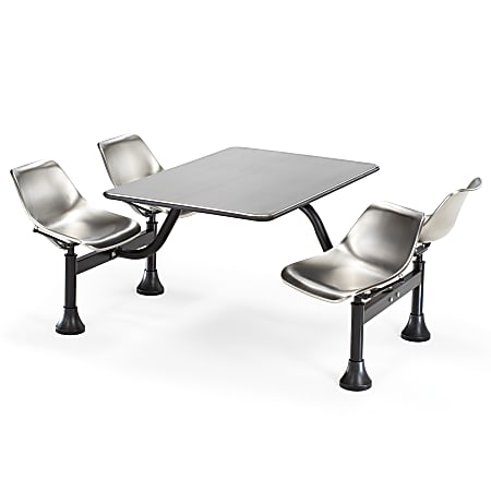 OFM 71"W Cluster Table And 4-Chair Set, Stainless Steel