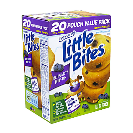 Entenmann's Little Bites Blueberry Muffins, 33 Oz, Pack Of 20 Pouches