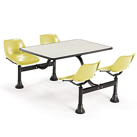 OFM 65"W Cluster Table And 4-Chair Set, Yellow/Beige Nebula