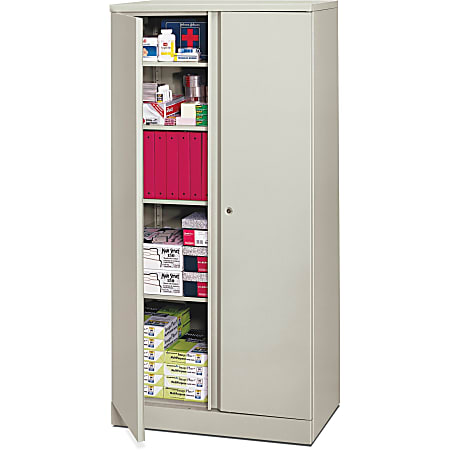 basyx by HON® Easy-To-Assemble Storage Cabinet, 5 Shelves, Locking, Light Gray