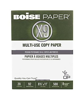 Boise® X-9® 3-Hole Punched Multi-Use Printer & Copy Paper, White, Letter (8.5" x 11"), 500 Sheets Per Ream, 20 Lb, 92 Brightness