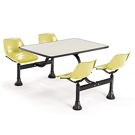 OFM 71"W Cluster Table And 4-Chair Set, Yellow/Beige Nebula