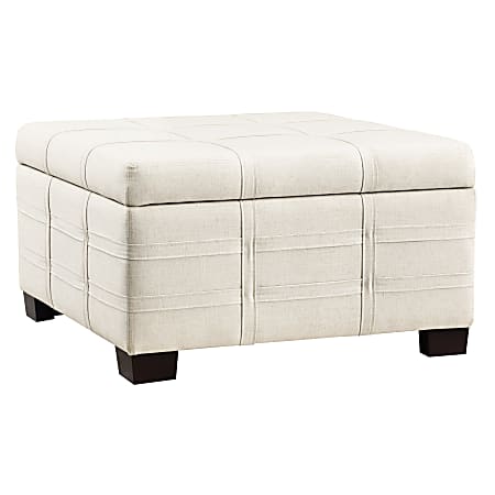 Office Star™ Detour Strap Square Storage Ottoman, Linen