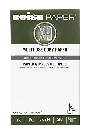 Boise® X-9® Multi-Use Printer & Copy Paper, White, Legal (8.5" x 14"), 500 Sheets Per Ream, 20 Lb, 92 Brightness