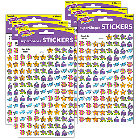 Trend superShapes Stickers, Sea Life, 800 Stickers Per Pack, Set Of 6 Packs