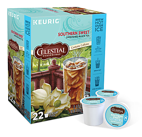 Celestial Seasonings Southern Sweet Perfect Iced Tea Single Serve K Cups 2 Oz Box Of 22