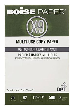 Boise® X-9® Multi-Use Printer & Copy Paper, White, Ledger (11" x 17"), 500 Sheets Per Ream, 20 Lb, 92 Brightness