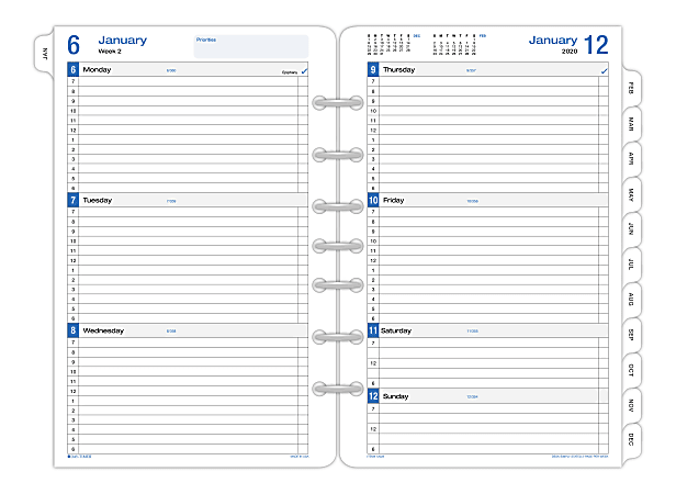 Day-Timer® Simply Stated Refill, Weekly, Desk Size, 5-1/2" x 8-1/2", January to December 2020