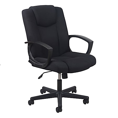 OFM Essentials Swivel Fabric Task Chair, High-Back, Black/Silver