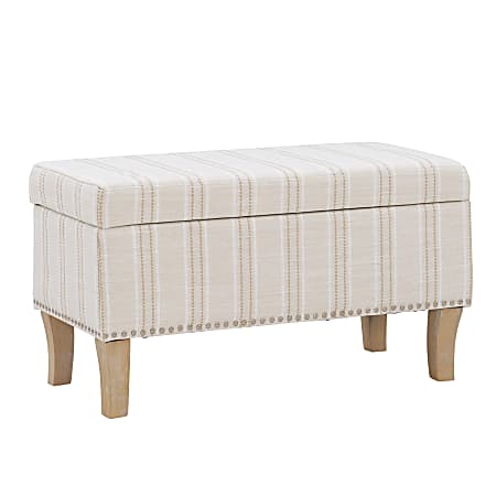 Linon Monica Storage Bench, Rustic Gray/Natural/Gold