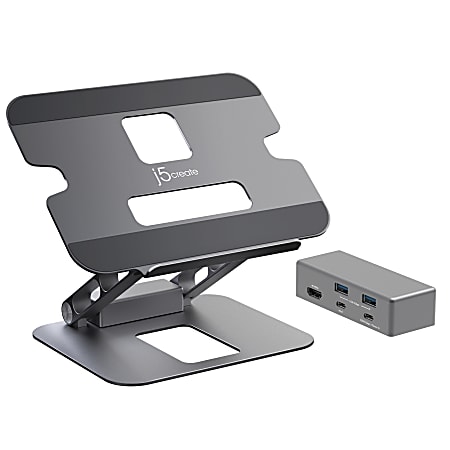 j5Create Multi-Angle 4K Docking Stand, 11.4"H x 8.9"W x 2.1"D, Space Gray, JTS327