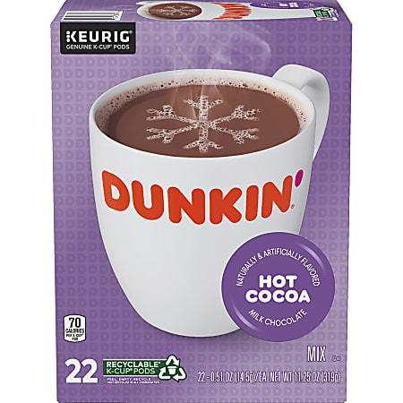 Dunkin Donuts Milk Chocolate Hot Cocoa Single Serve K Cup Box Of 22 Office Depot