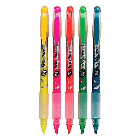 BIC® Z4™ Liquid Brite Liners™, Assorted Colors, Pack Of 5