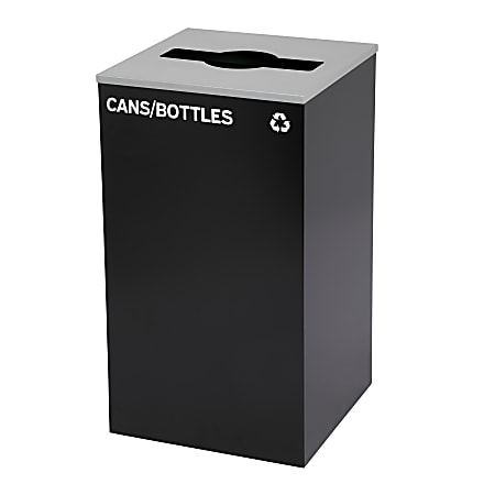 Alpine Industries Stainless Steel Open Top Cans/Bottles Trash Can With Mixed Lid, 29 Gal, 30”H x 16-15/16”W x 16-15/16”D, Black