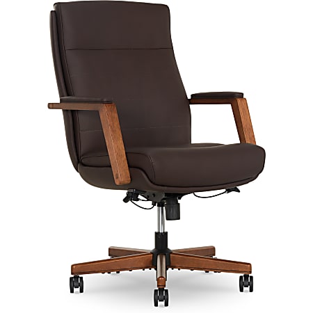 Thomasville Fendley Ergonomic Faux Leather Mid Back Office Chair Dark Brown Office Depot